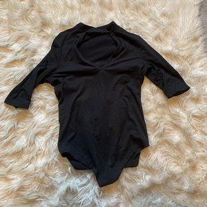 Black quarter sleeve bodysuit